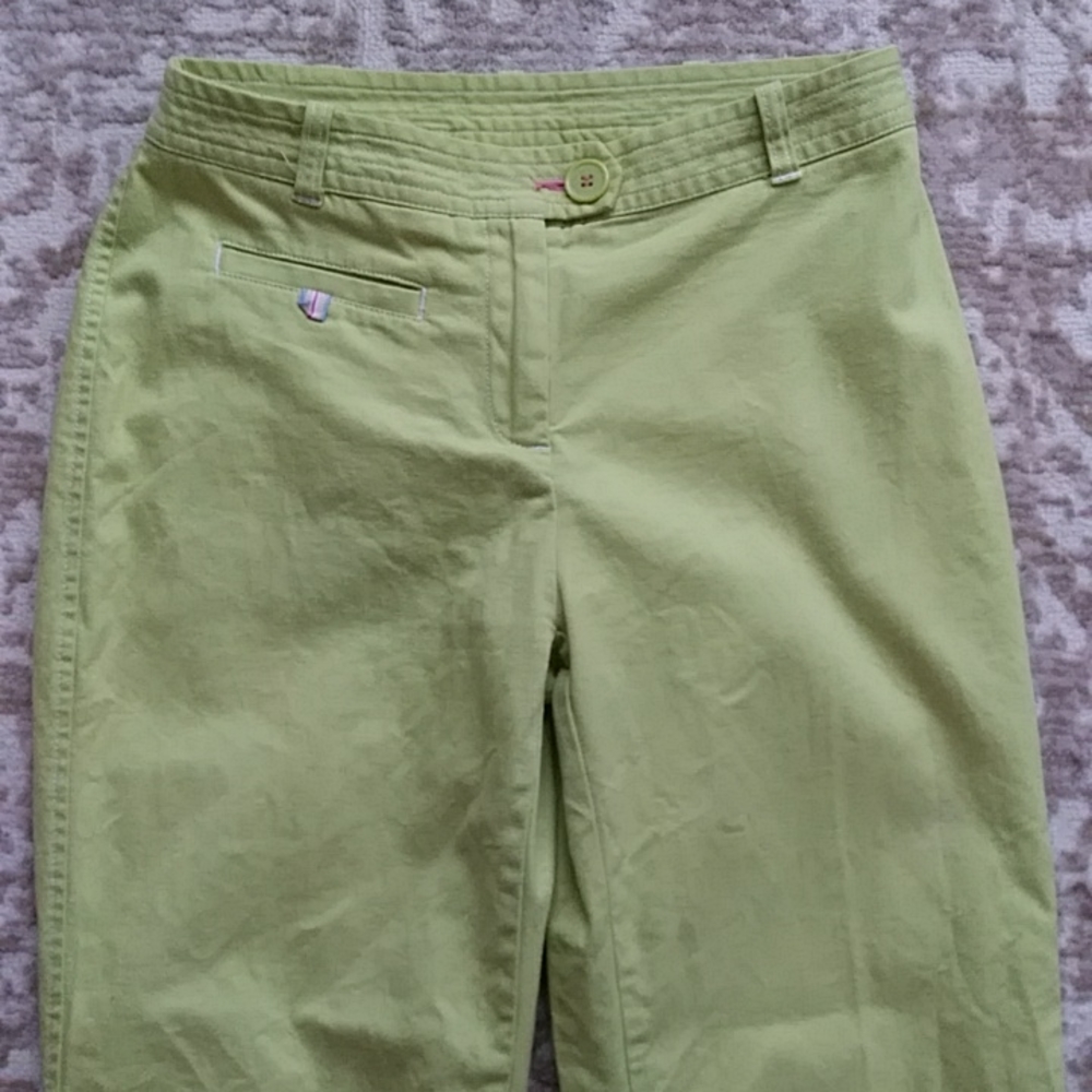 Crazy Horse Stretch Capri Cropped Lime Pants 4 Petite Gem